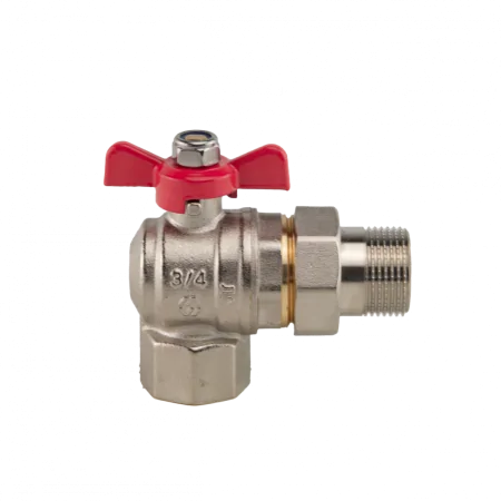 Кран шаровой с американкой угловой латунный РВ-РН (бабочка) MVI_3