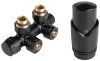 Комплект нижнего подключения радиатора термостатический угловой VIVALDO, черный в блистере